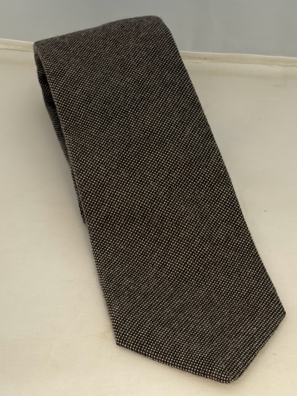 Hickey Freeman Cashmere Silk Blend Brown Textured Tie Made In USA